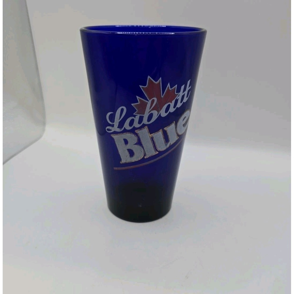GLASS CANADIAN LABATT BLUE COBALT BEER GLASS TUMBLER Beer